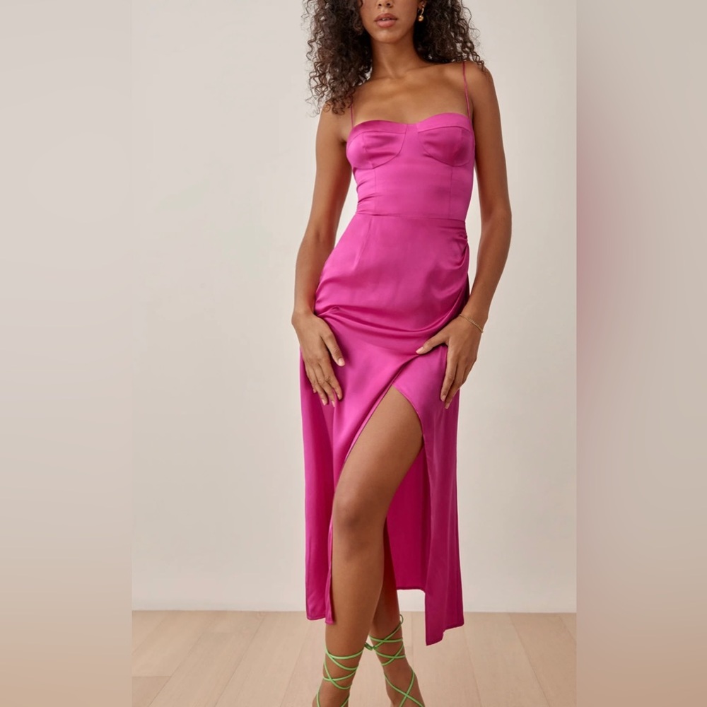 NWOT Reformation Marguerite Silk Dress Bridal Party Pink Barbiecore Dress 10